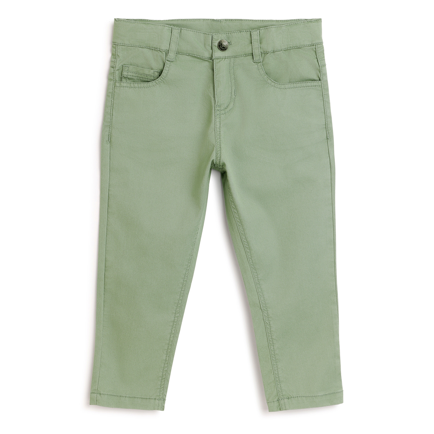 Boys Medium Green Solid Trouser-Green